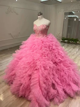 Розовое тюлевое бальное платье в стиле Live picturePink, свадебное платье, пышные вечерние платья, женское вечернее платье для выпускного вечера со шлейфом, свадебное платье