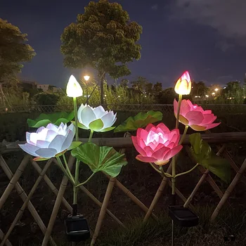 Солнечная ландшафтная лампа в форме Лотоса, Энергосберегающие Солнечные садовые фонари, Сказочный свет для декора вечеринки во внутреннем дворике