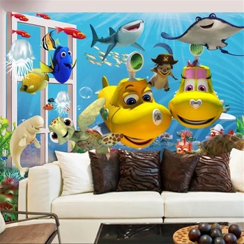 Адрес wellyu большие фрески модное обустройство дома 3D декорации из окон 3D мультфильм подводный мир детская комната