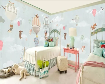 beibehang Виниловые обои Nord мультфильм животных воздушный шар панорама тема детская комната фон стены обои для детской комнаты