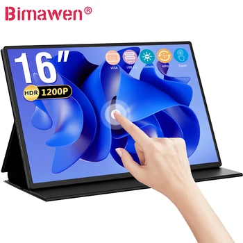 Bimawen 16-Дюймовый Портативный Монитор С Сенсорным Экраном 1200 P 100% Adobe RGB HDR Дисплей Игровой IPS-Экран Для Ноутбука Mac Phone Xbox PS5 Switch