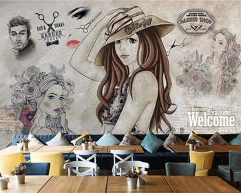 beibehang Индивидуальный красивый европейский стиль 3D модная фреска парикмахерская обои украшение фоновой стены papel de parede
