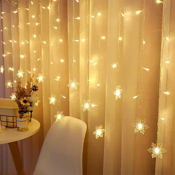 Светодиодный светильник для штор Navidad, Сказочные огни, Рождественские огни, светодиодные фонари-сосульки, украшения для спальни, вечеринки, сада, семейной свадьбы.