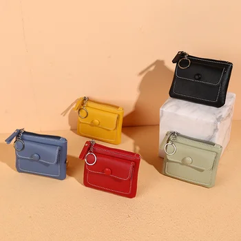 Женская маленькая сумка-портмоне, кошелек для мелочи, денежные сумки на молнии, детские Мини-кошельки, кожаный Брелок, Клатч.