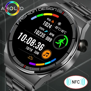 Умные часы с беспроводной зарядкой LIGE, часы с NFC для мужчин, умные часы с AMOLED HD экраном, Водонепроницаемый Спортивный Фитнес-браслет для женщин 2023 г.