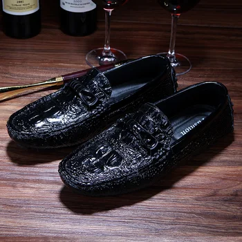 Совершенно Новые Модные Мужские Лоферы, Мужская Кожаная обувь, Повседневная Мужская обувь для вождения взрослых в стиле Крокодиловой кожи, Мужская обувь Большого размера 37-47
