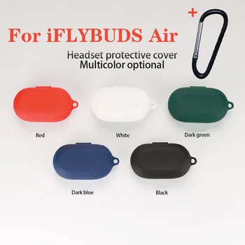 Для IFLYBUDS Air Case Ударопрочный силиконовый чехол для наушников, однотонная коробка для аксессуаров для наушников с крючком