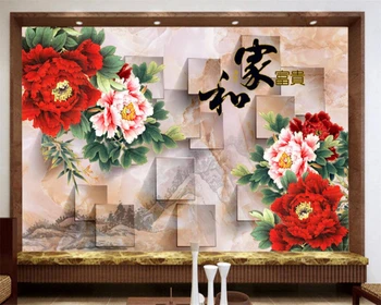 Beibehang Пользовательские обои 3d квадратный пион цветочный фон стены украшение дома фрески фото стены papel de parede 3D обои