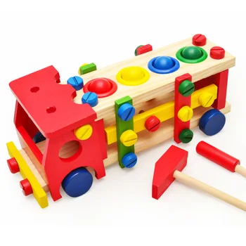 Деревянные игрушки Комбинация винтов и гаек для разборки автомобиля Строительный блок Монтессори Игрушки для раннего развития Подарки для детей Kids Baby