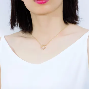 JIALY Циркон Модный тренд Нишевого дизайна Ожерелье Простой круг Меднопозолоченные украшения для леди Ювелирные изделия