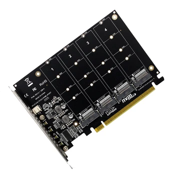 4-Портовый M.2 Nvme SSD В PCIE X16M Key Конвертер Жесткого Диска, Карта Расширения Считывателя, Скорость Передачи 4 X 32 Гбит/с