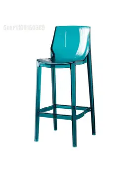 Скандинавский прозрачный барный стул со спинкой, высокий табурет для бара, легкая роскошь, простой современный креативный дизайнер, сетка, красный ПК, акрил