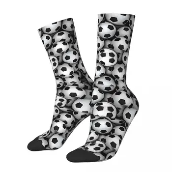 Счастливые мужские носки Футбольные мячи Винтажный повседневный рисунок в стиле харадзюку в стиле хип-хоп Crew Crazy Sock с подарочным принтом
