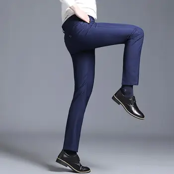 Мужские весенне-летние модные прямые официальные брюки Плюс большой размер, деловые повседневные длинные брюки, костюмные брюки, мужские эластичные C23