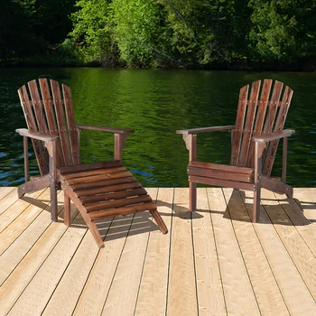 Кресло для отдыха на открытом воздухе 120*72*96 см, сад на открытом воздухе со скамеечкой для ног, деревянный одноместный стул карбонизированного цвета