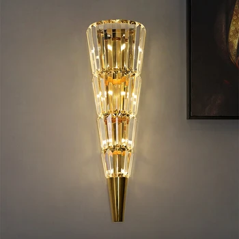 Хрустальный настенный светильник, современный свет, Роскошный настенный светильник, бра из скандинавского золота, внутреннее освещение, Декор стен для гостиной отеля