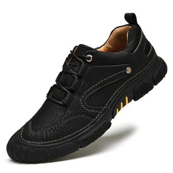 Мужские кроссовки Кожаная мужская повседневная обувь Легкая обувь на шнуровке Мужская удобная уличная походная обувь