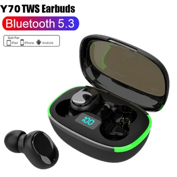 Наушники Y70 Fone Bluetooth 5.1 TWS Беспроводные наушники со светодиодным дисплеем Стереогарнитура Наушники с сенсорным управлением шумоподавление