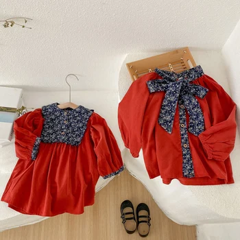 Детские рубашки + платье, Новые детские повседневные платья, Вельветовая рубашка с галстуком-бабочкой для маленьких девочек, модные блузки для маленьких девочек, топы