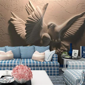 бейбехан Пользовательские обои 3D фреска стерео рельефный летящий голубь телевизор диван фон настенная живопись гостиная спальня обои