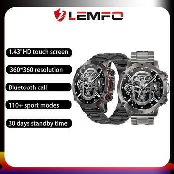 Lemfo Смарт-часы Мужские Женские AK56 Спортивные Режимы 400 мАч Монитор здоровья Bluetooth Вызов Smartwatch 2023 1,43 дюйма HD 360 *360