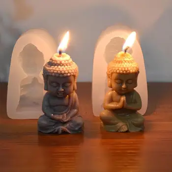 Силиконовая форма для свечи Будды своими руками 3D Будда, Гипсовое мыло, Цементная смола, форма для изготовления подарков на фестиваль, принадлежности для производства церковных свечей