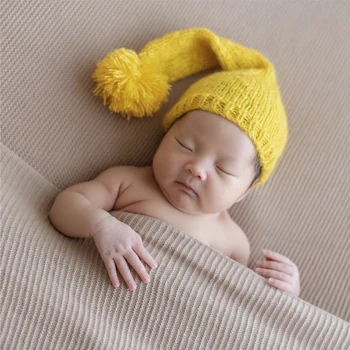 Мягкая вязаная шапочка из мохера для новорожденных, Сонная шапочка для фотосессии, реквизит для детской пушистой шапочки