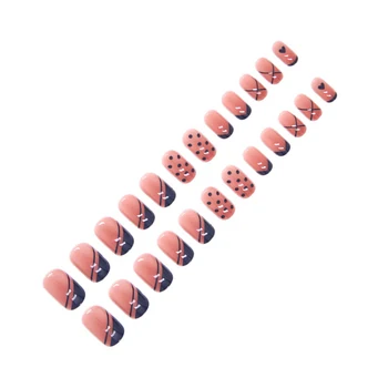 Симпатичная Длина Съемных Накладных Ногтей Дышащие Легко Снимаемые Искусственные Ногти для Горячей Девушки В Тон Платью