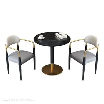 Легкий Роскошный современный чайный столик на каменной доске Простая комбинация чайного столика и стула на балконе Небольшой журнальный столик для отдыха