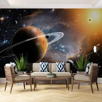 Звездное небо Планета Вселенная Солнце 3D Гостиная спальня на заказ самоклеящиеся обои Фреска
