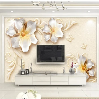 wellyu papel de parede papier peint Обои на заказ, 3D современный простой рельефный цветок из ротанга, фон для телевизора, стена behang