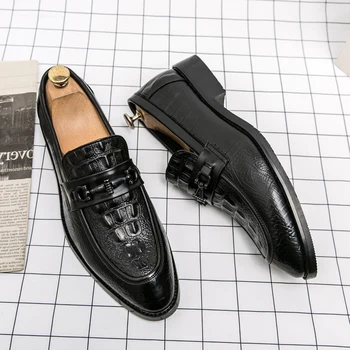 Тренд 2023 года, Новая мужская повседневная обувь с крокодиловым узором, мужские универсальные модные деловые лоферы, Свадебная оксфордская обувь