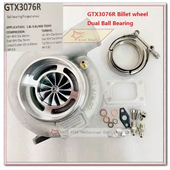 GTX3076R GT3076R Турбина с Кованым колесом с двойным шарикоподшипником AR 0.82 T3 V-band C 0.60 Универсальный турбонаддув 1.8-3.0L 400-750HP мощностью 400 л.с.