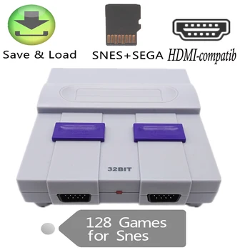 НОВАЯ игровая консоль в стиле ретро со слотом для карт памяти TF для Snes Для Sega Megadrive, совместимая с HDMI, Поддерживает сохранение и загрузку 128 игр для Snes