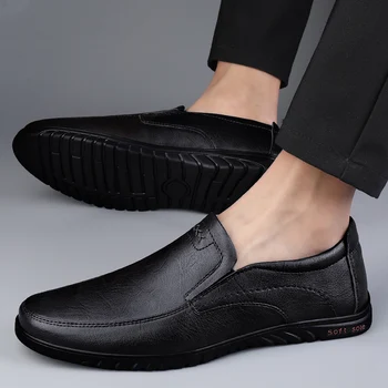 Мужская обувь без шнуровки, модная повседневная обувь, весенне-осенние лоферы, мужская обувь для вождения на мягкой подошве, мужская обувь на плоской подошве
