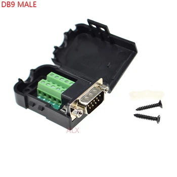 1ШТ DB9 9PIN штекер последовательный порт разъем терминальный адаптер с черным корпусом D-SUB COM RS232 RS485 провод кабель без припоя