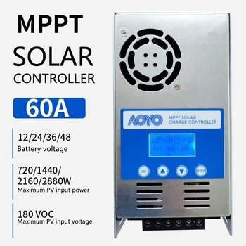 60A MPPT Контроллер Заряда Солнечной Батареи С Подсветкой ЖК-Дисплея Солнечный Регулятор Для 12V 24V 36V 48V Свинцово-Кислотной Герметичной Гелевой Литиевой Батареи