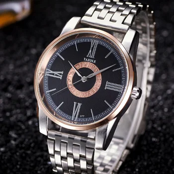 Роскошные мужские кварцевые часы Yazole с металлическим ремешком Модные деловые наручные часы для мужчин Reloj Водонепроницаемые повседневные часы