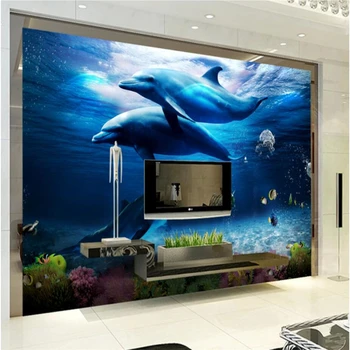 Обои beibehang на заказ гостиная диван для спальни красивые дельфины подводный мир 3D обои для стен на фоне морского телевизора