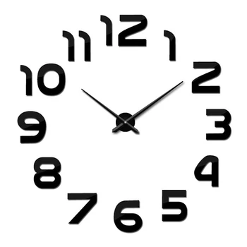 Большие акриловые зеркальные наклейки с настенными часами Краткое описание DIY Watch Clocks Украшение дома гостиная Кварцевые большие наклейки с настенными часами