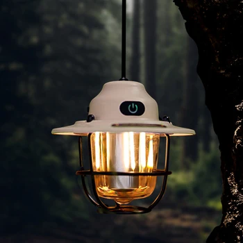 Светодиодный фонарь для палатки, перезаряжаемый через USB, винтажный фонарь для кемпинга, 7 режимов 2000 мАч, Энергосберегающие Садовые походные принадлежности для ночной рыбалки