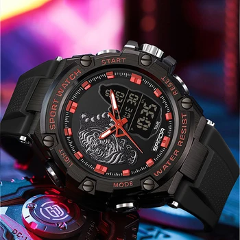 SANDA 2023 Мужские наручные часы Для мужчин, наручные часы, 50-метровый Водонепроницаемый будильник, Цифровые наручные часы с двойным дисплеем, спортивные часы