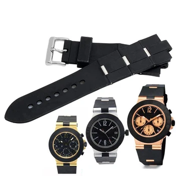 Черный резиновый ремешок для часов Bvlgari Bulgari ремешок для часов 22 * 8 мм силиконовый выпуклый ремень мягкий женский браслет аксессуары для часов