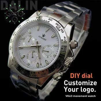 DIY Пользовательский логотип Часы с циферблатом часы 39mmVK63 часы Shi Ying VK63 механизм мужские часы хронограф электронные многофункциональные часы