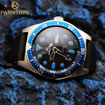 Parnsrpe - роскошные 38-мм мужские часы NH36A AR Film, сапфировое стекло, асептический циферблат, синие часы для дайвинга с градуировкой