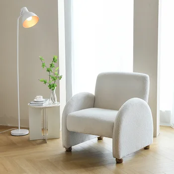 Кресло-туалетный столик в скандинавском стиле для гостиной, одноместный диван из шерсти ягненка, кресло для отдыха в спальне, дизайнерский современный марокко, белый простой