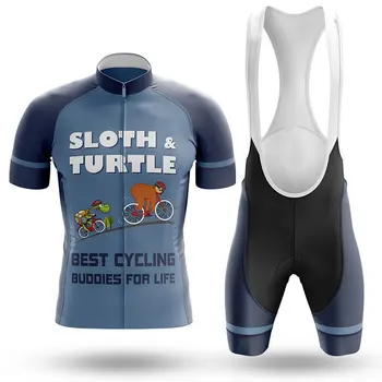 Мужской комплект велосипедной майки 2022 года, велосипедная одежда команды ленивцев, спортивный костюм для катания на горных велосипедах, Летний комплект дышащих нагрудников и шорт