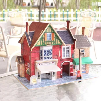 Миниатюрный кукольный домик ручной работы со светодиодной подсветкой, набор 3D строительных пазлов, креативный деревянный домик ручной работы для подарков на День рождения