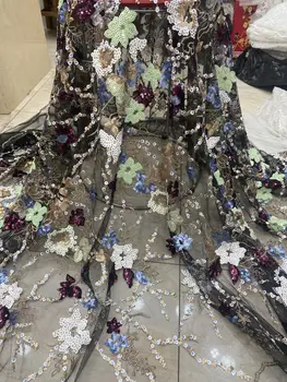 Африка Морден Вышитая Тюлевая сетка С пайетками Роскошное французское современное сетчатое кружевное Вечернее платье для свадебной вечеринки