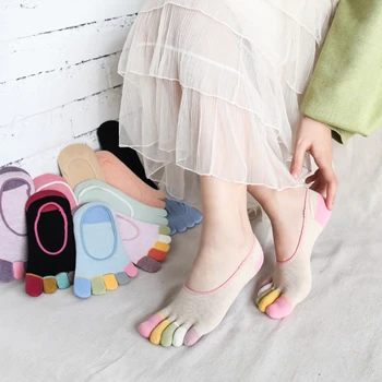 5 Пар креативных милых женских носков-лодочек с пятью пальцами, Лето-Весна, Тонкий дышащий хлопковый невидимый носок, подарок девушке
